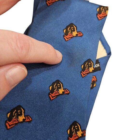 Claude Montana Blue Silk Tie W/ Dog Motif Novelty Pure Silk Mens Workwear Career - Picture 6 of 7
